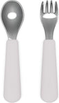 Lalo Utensils - Toddler Fork and Spoon Set - Stainless Steel and Silicone Ergonomic Toddler Utensils - Children Safe Flatware Set - 2 Pieces - Lavender