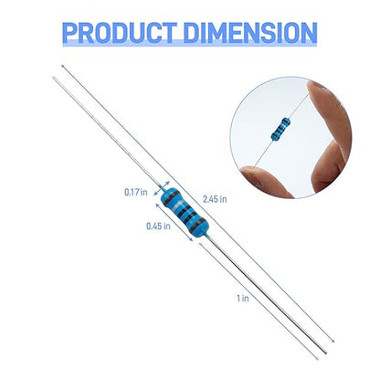 40 Values 400 Pcs 1W Resistor Kit 1Ω-1MΩ ±1% Metal Film Resistors Assortment for Electronics Projects and DIY Experiments