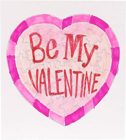 Hygloss 6 Blank Heart Puzzles – 8.5 x 9.5 Inches with Surrounding Frame + Backing Card – Ideal for Valentine’s Day Crafts – Write, Draw, and Decorate – 34 Pieces Each