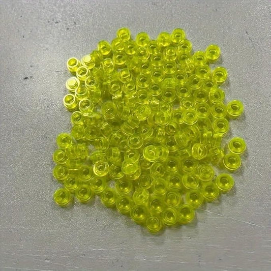 560 Piece Transparent Colors Building Plate Bulk, Round 1x1, Compatible with Lego Parts and Pieces: (Color:Trans Yellow)