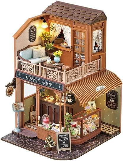 TuKIIE DIY Miniature House Kit with Furniture, 1:24 Scale Creative Room Wooden Mini Dollhouse Plus Dust Proof & Music Movement for Kids Teens Adults(Encounter with Time)