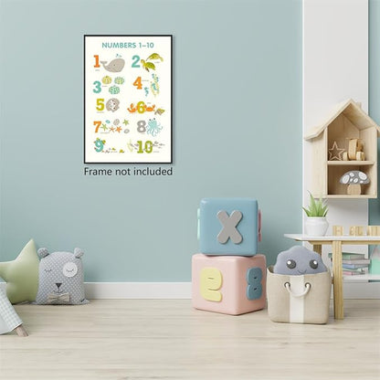 xbsifyiooa Number 1-10 Poster for Toddlers, Learning & Educational Numbers Posters for Toddlers 1-3, Kids Learning Posters, Cute Animal Numbers Chart Preschool Wall Posters For Kids 12x16in Unframed