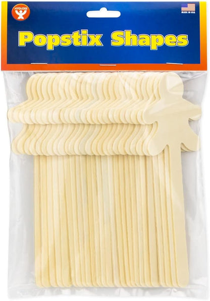 Hygloss Natural Wood Popsicle Sticks - Craft Stick - Great for Arts and Crafts - People Shape - 6.25 Inches High - 100 Pcs