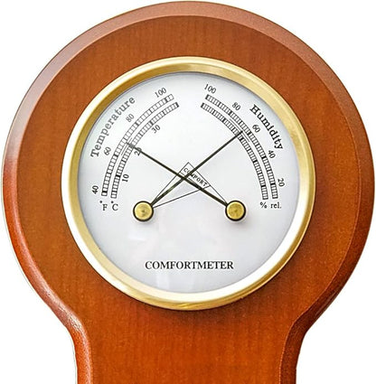 Ambient Weather BA212 Wall Mounted Weather Station with Thermometer, Hygrometer, and Barometer - Cherry Finish