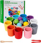 Rainbow Balls in Cups Toddler Toys, Montessori Wooden Color Sorting Toys for Toddlers 1-3, Educational Preschool Learning Game, Fine Motor Skills Montessori Matching Toy for Kids(1pc)