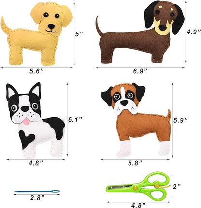 FYXGZZH Kids Beginner Sewing Kit – DIY Stuffed Craft Set with Pre-Cut Felt, Plastic Needle & Embroidery Thread, Educational Arts & Crafts for Boys & Girls Ages 6-12, Dog