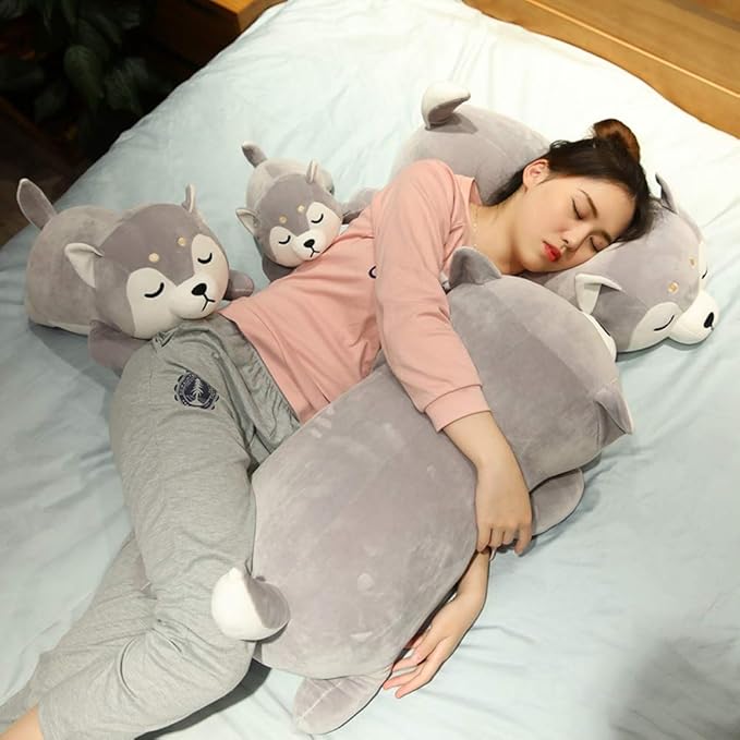 Husky Plush Pillow,Huskie Stuffed Animal Toy Puppy Throw Pillow for Kids and Adults (29.5 inch)