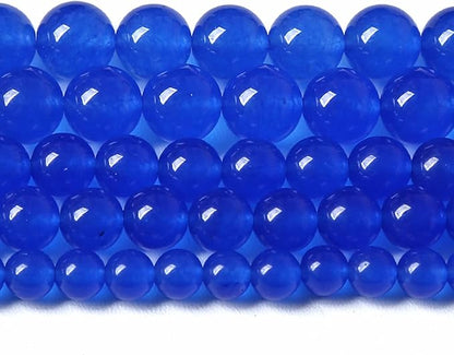12MM 32PCS Deep Blue Chalcedony Natural Stone Loose Beads for Jewelry Making DIY Bracelet