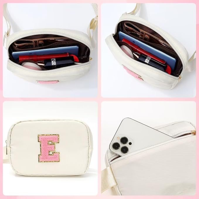 YOOLIFE Customized Gifts for Women, Gifts for Mom, Birthday Gifts for Mom from Daughter or Son, Mom Birthday Gifts, Beige Initial Crossbody Bag Belt Bag H