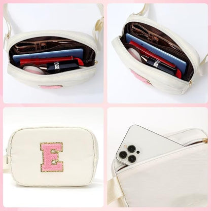 YOOLIFE 4 5 6 7 8 9 10 11 12 Year Old Girls Birthday Gifts, Initial Fanny Pack Crossbody Bag Purse for Teen Girl Belt Bag, Beige A