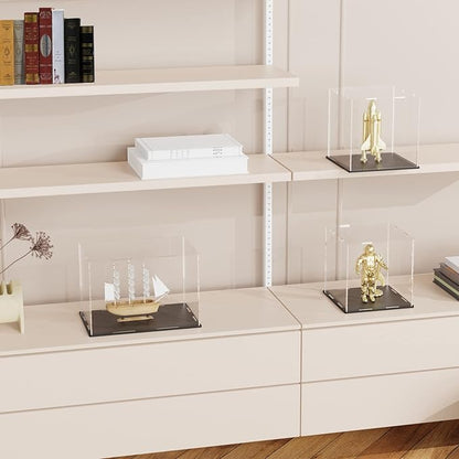 SVENJBB Acrylic Display Case, 8x8x12 Inch Cube Acrylic Boxes for Display, Clear Display Cases with Matte Black Base and Lid for Collectibles and Figures