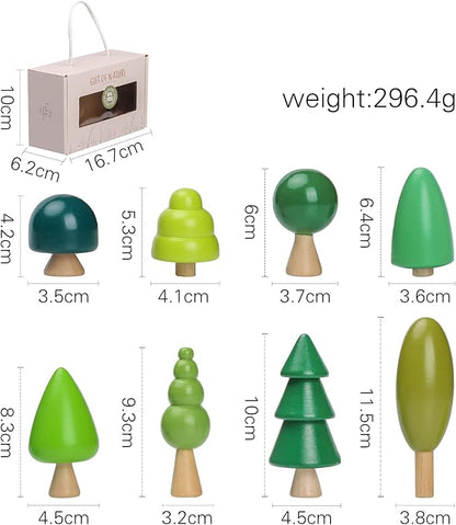Wooden Tree Toy Pack of 8 Wood Miniature Tree Set Various Sizes Natural Wooden Trees Mini Trees for Home Decor and Crafts Garden Accessories Creative Gift for 36+ Months