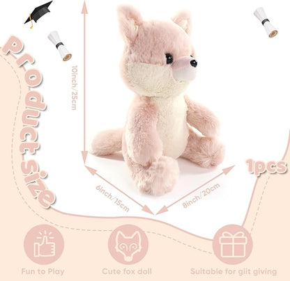Fox Stuffed Animal, Adorable Toy Fox Plush for Kids Boys Girls Birthday Nursery Bedtime Gift, 10“ Pink