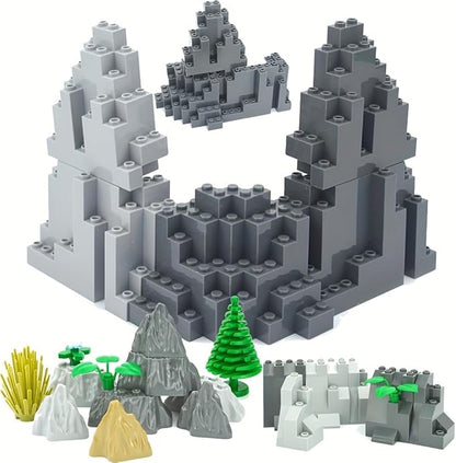 Classic Building Rock Bulk, Rockery Panel B02 Medium Symmetric 10 Piece, Compatible with Lego Parts and Pieces: (Color:Dark Gray)
