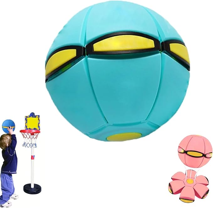 Magic Meta Ball, Children's Bouncing Ball, Magic Metaball, Magical Flying Saucer, Bouncy Balls, Parent-Child Interaction, Interactive Pop-Up Time Delay Transformation Toy Outdoor (blue-1, 6 lights)