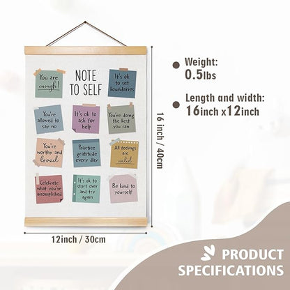 ZTGDA Note to Self Wall Art,Motivational Linen Poster with Positive Affirmations, Mental Health Wall Poster Decor for Bedroom, Office, Therapy Room or Gift for Women and Teens 12x16inch