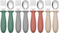 DRKIO 8 Pieces Toddler Utensils Set - Kids Silverware Set with Silicone Handle Children Safe 18/8 Stainless Steel Forks and Spoons Anti-Choke Design Food Grade Dishwasher Safe