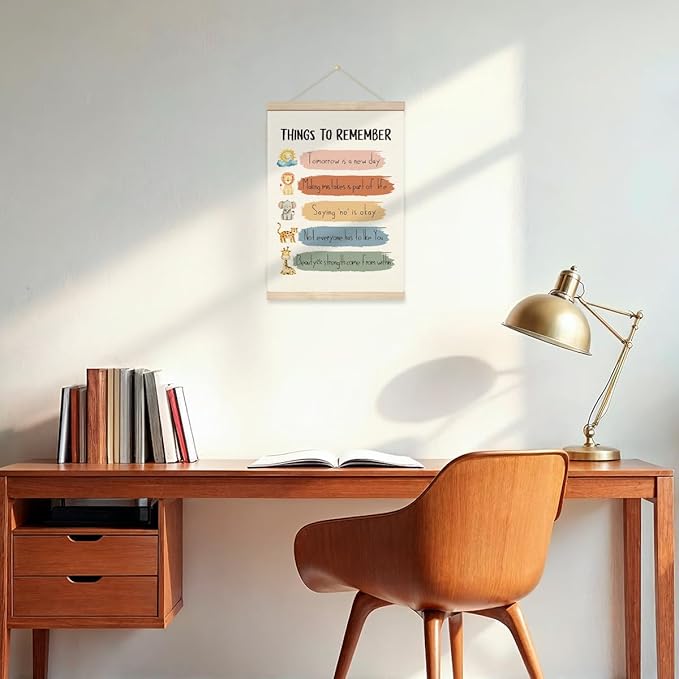 Geondos Inspirational Canvas Hanging Banner - Things to Remember, Motivational Quotes Posters for Kids Girls Boys, Uplifting Encouragement Gift, Safari Animal Wall Decor for Playroom Kids Bedroom