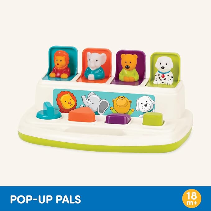 Battat – Cause – And – Effect Toy – Developmental Toy With Buttons & Colors – Color Sorting Animal Toys – For Kids, Toddlers, Babies – 18+ Months – Pop – Up Pals