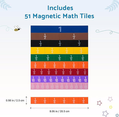 Montessori Math Magnetic Tiles Classroom Essentials Foam Tiles for Kids to Learn Fraction Equivalence and Math manipulatives Great Learning Resources for The Homeschool Curriculum