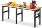 84” Adjustable Height Workbench, 5000 LBS Heavy Duty Table Rubber Wood Workstation with Power Outlet & Pegboard for Garage, Office, Workshop, Home,Commercial