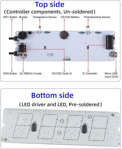 DIY Soldering Practice Kit, Digital Alarm Clock Soldering Kit, 4-Digit Display, RGB Color Modes, Electronic Soldering Project