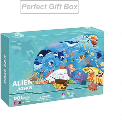 Floor Puzzles for Kids Ages 3-5, 4-6, Big Pieces Jumbo Puzzles Colorful Animal Shaped Puzzle Learning Educational Toys Games Gifts for Children(Dolphin-36 Pieces)