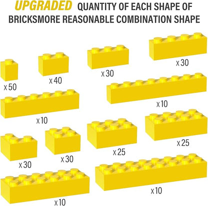 300 Piece Yellow Bricks Bulk Assortment Pack, Yellow Brick Accessories for Building with 12 Size, Compatible with Lego Parts and Pieces(Color: Yellow)