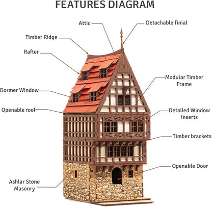 Brick Rowhouse DIY Wooden Building Kit for Teens and Adults, Suitable for Playing with Family - Realistic