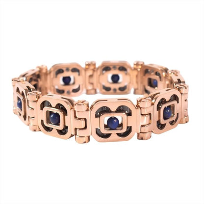 DIY Assembled Link Bracelet with Blue Gemstones - Elegant Statement Jewelry for Adult, Polished Link, Puzzle, Ceramic Style，Perfect for Gifting & Everyday Wear
