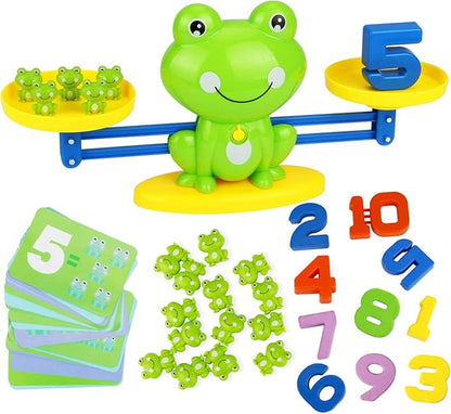 Aitbay Cool Math Game, Preschoolers Frog Balance Counting Toys for Boys & Girls Educational Number Toy Fun Children's Gift STEM Learning Age 3+ (63 PCS)