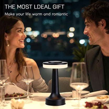Cordless Metal Desk Lamp, Touch Sensor Control LED Table Lamp,3 Color Stepless Dimmable Battery Powered Lamp for Living Room, Dorm, Home Office (Black)