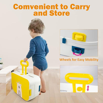 RedCrab Kids Foldable Building Block Table, Play Table and Building Blocks Toy, Children's Building Block Table with Storage, Toddler Multi Activity Play Table - Convertible into Luggage with Wheels