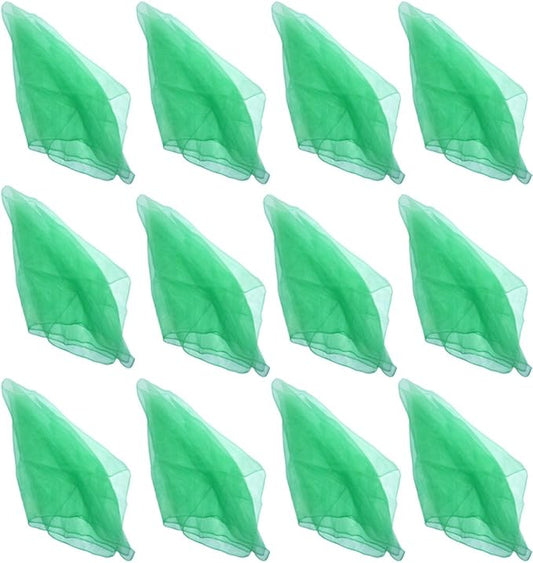 Hoerev Pack of 12 Approx. 24" x 24" Juggling Dancing Scarves Floaty Scarves,Single Colors, 12pcs Green