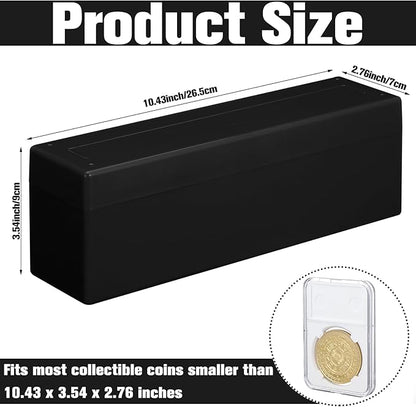 Wenqik 6 Pcs Plastic Coin Storage Box Case with 20 Slab Coin Holders - Collection Box for Collectors, Home, Office, Bank Supplies(Black)