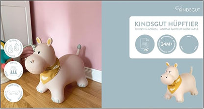 Kindsgut Bouncy Animal Hopper Hippo for Children, Designed in Germany, Playful and Modern Colors, air Pump Included, Indoors and Outdoors