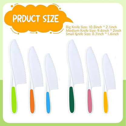 Knives for Kids, 6-Piece Kitchen Cooking and Baking Knife Set, Children's Knives for Real Cooking, BPA-Free Kids' Toddler Knives