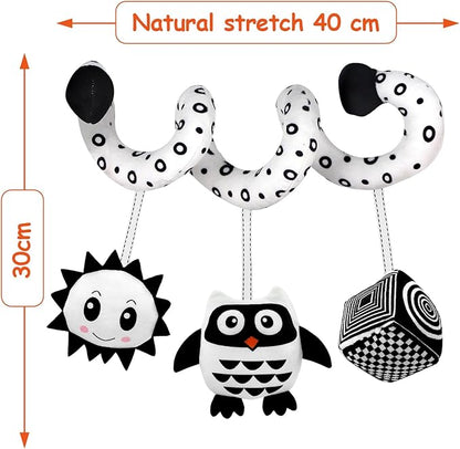 Baby Spiral Hanging Stroller and Car Seat Toys for Babies 0-6 Months Newborn Plush Activity Toys for Bed Bassinet Crib Baby Carrier Gifts (owl)