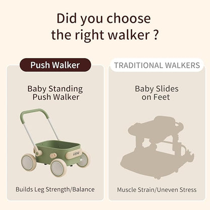 PULA Baby Push Walker with Wheels Toddler Wagon for First Learner Baby Toys 6-12 Months, 1 Year Old Birthday Gifts, Indoors and Outdoors (Pink)