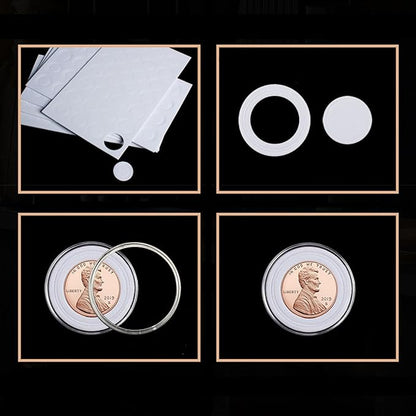 100 Pcs 30mm Coin Capsules Holder with Foam Gasket and Plastic Storage Organizer Box, 5 Sizes (17/20/25/27/30mm) Coins Collector Case Protector for Coin Collection Supplies