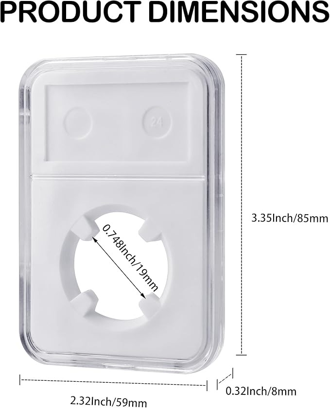 10 Packs 19mm Coin Slab Display Holder, Storage Case for NGC PCGS Grade Coin or US Mint Pennies, Clear Acrylic Cases for Coin Organize and Collection, Four-Point Fixation Coin Slab Capsules Protector