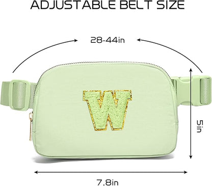 Gitus Gifts for 8 9 10 11 12 Year Old Girls Belt Bag Fanny Pack Crossbody Bags with Initial Letter Patch Cute Stuff Birthday Gifts for Teen Girls Women Personalized Trend Stuff (Light Green-W)