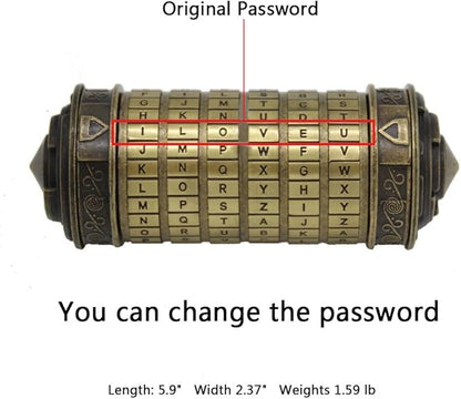 yofit Da Vinci Code Mini Cryptex Lock Puzzle Box with Hidden Compartments for Notes Paper Money Rings Jewelry, Anniversary Romantic Birthday Gifts for Her Men Women Girlfriend