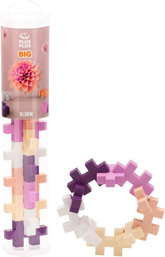 PLUS PLUS Big – 15 Piece Bloom Mix – Construction Building Stem/Steam Toy, Interlocking Large Puzzle Blocks for Toddlers and Preschool, Open Play Tube