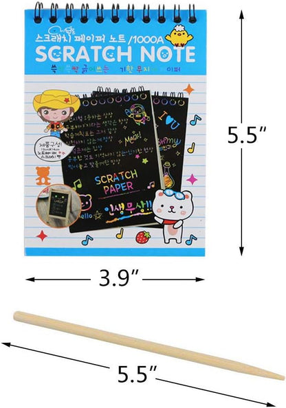 16Pack Rainbow Scratch & Sketch Note Pads, Rainbow Scratch Mini Notes with Stylus Scratch Paper 10 Pages, Drawing Notepads Small Size.(Four Colours, with Four Stylus)