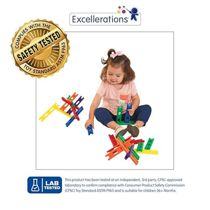 Environments 6.25 inch Chunky Construction Bars, 36 Pieces, Building Blocks, Manipulatives, Early STEM, Educational Toy, Ages 18 Months and Up