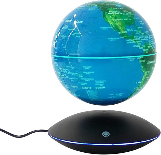 Floating Globe Magnetic Levitation with LED Color Changing Light and Touch Control, Magnetic Levitating Globe for Desk Office Home Decor Educational Gift for Men Father Boys Boss,Blue