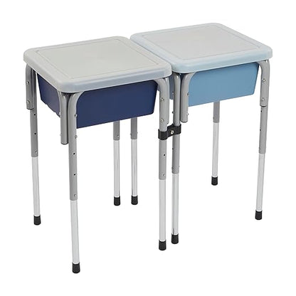 ECR4Kids 2-Station Sand and Water Adjustable Play Table, Sensory Bins, Navy/Powder Blue