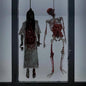 2 Sheets Halloween Window Clings Spooky Double-Sided Hang Bloody Female Ghost & Skeleton Designs Window Decals Decor for Halloween Home Office Party Glass Decoration Supplies