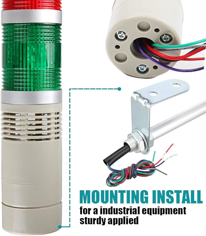 Industrial Signal Tower, Column LED Alarm Tower Lamp Flash Indicator, 3-Layer Stack LED Warning Light for Safety (DC 12V/Steady ON Light)